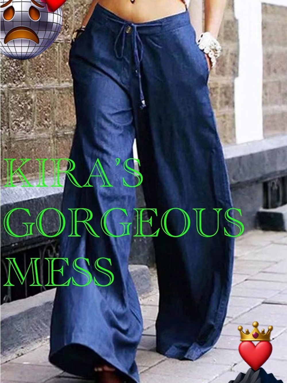 💋✨BNWT💋✨Wide Leg Drawstring Denim Pants - Navy Blue💋✨PLUS SIZE AVAILABLE💋✨